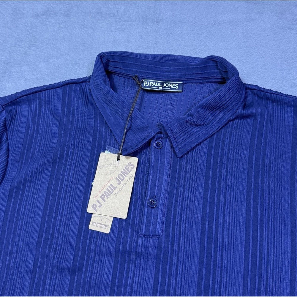 PJ Paul Jones Polo Shirt Mens XL Navy Textured Athleisure Dadcore NEW